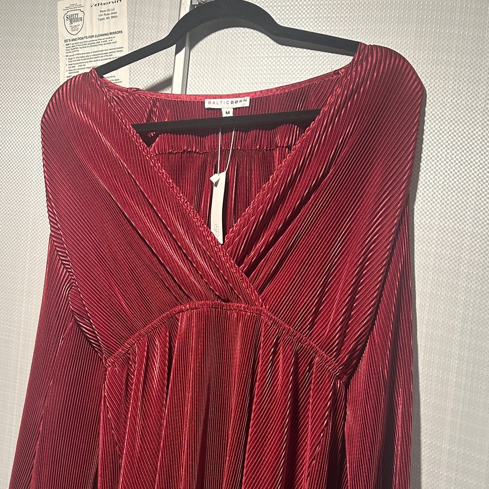 Red Pleated Women's Dress